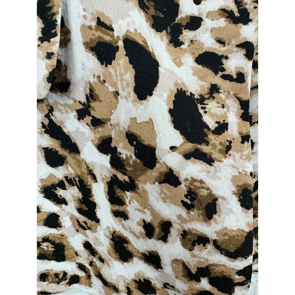 CALVIN KLEIN beige black animal leopard classic career blazer jacket 8P NWOT - Picture 4 of 9